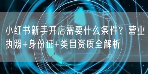 小红书新手开店需要什么条件？营业执照+身份证+类目资质全解析