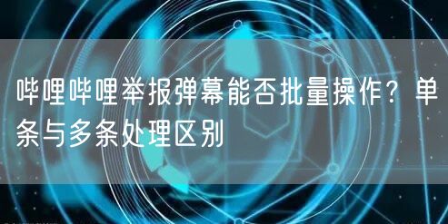 哔哩哔哩举报弹幕能否批量操作？单条与多条处理区别